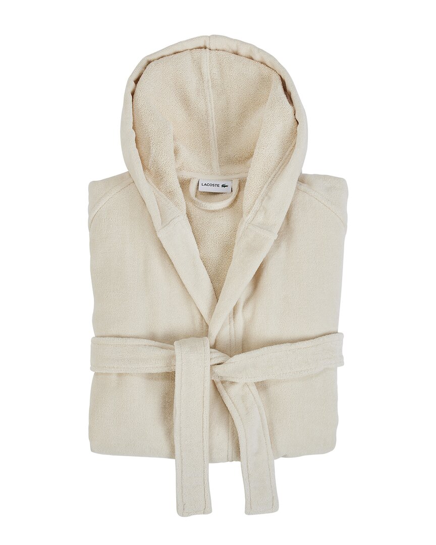 Lacoste Fairplay Unisex Hooded Bathrobe Chalk Chal