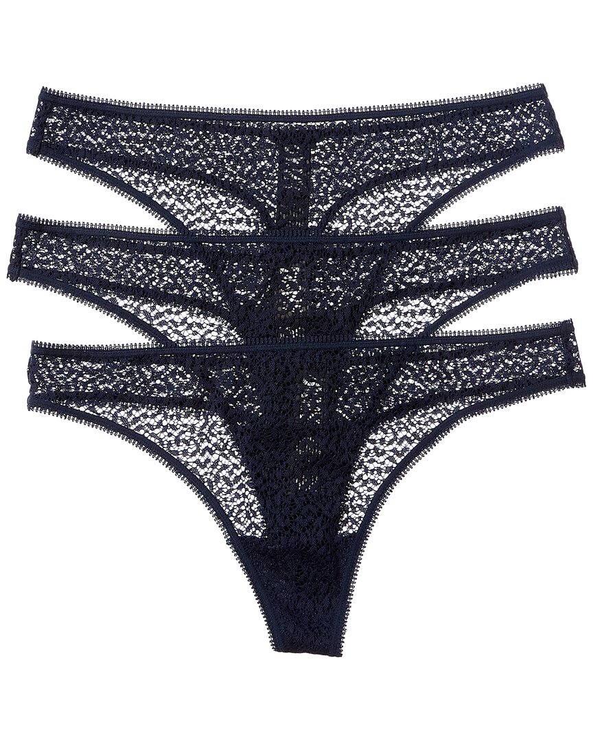 Dkny 3pk Modern Lace Thong In Blue
