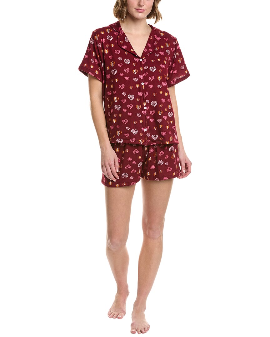Shop Anna Kay 2pc Luv Silk-blend Pajama Set In Red