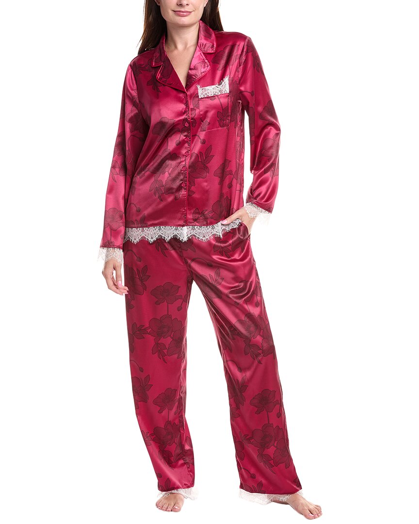 Rachel Parcell 2pc Satin Pajama Set In Red