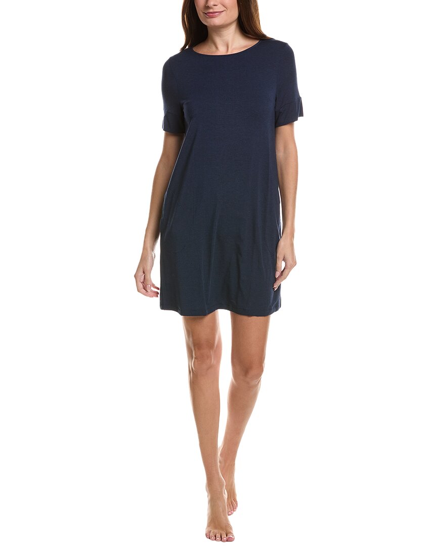 Hanro Soft Round Neck Nightgown In Blue