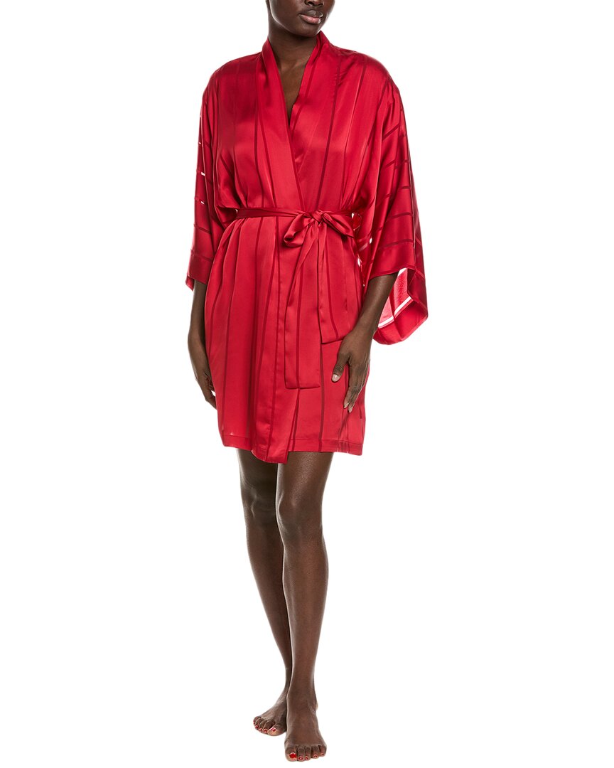 Natori Sheer Stripe Jacquard Wrap In Red