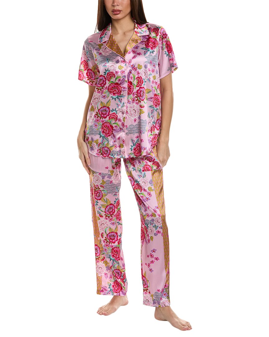 Johnny Was 2pc Byni Silk-blend Lounge Set In Pink