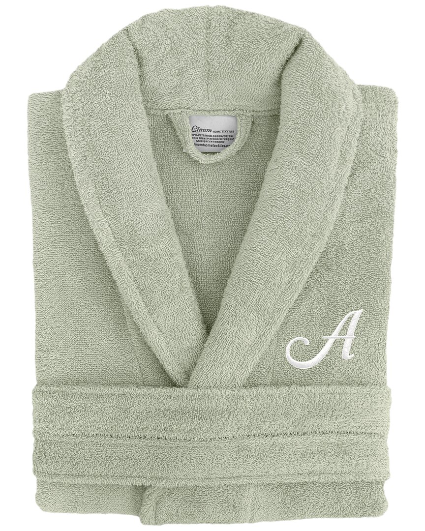 Linum Home Textiles Monogram Terry Bathrobe (a-z Linum Font) In Large/xl