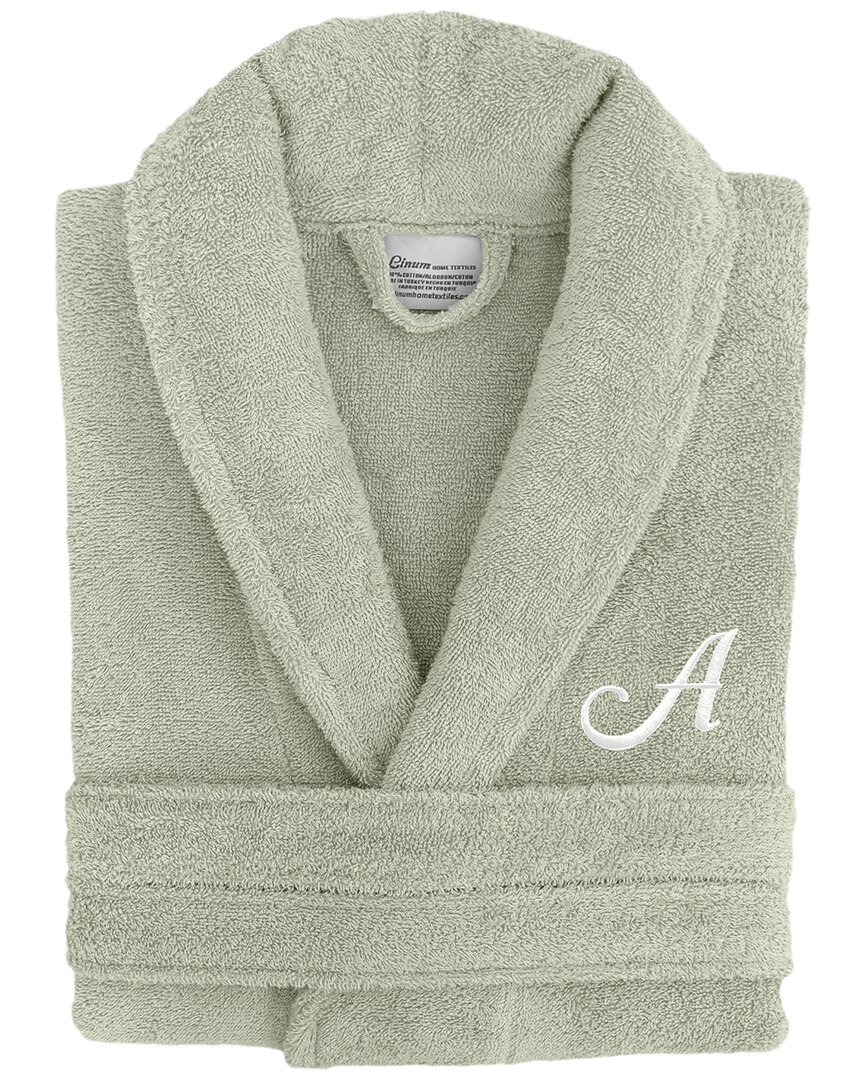 Shop Linum Home Textiles Monogram Terry Bathrobe (a-z Linum Font) In Large/xl