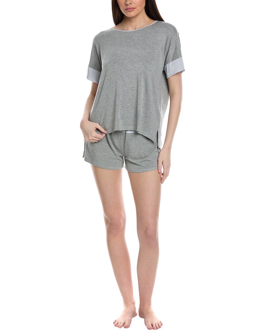 Shop Splendid 2pc Linen-blend Pajama Set In Grey