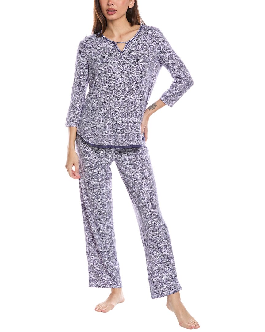 Ellen Tracy 2pc Brushed Top & Pant Set In Purple