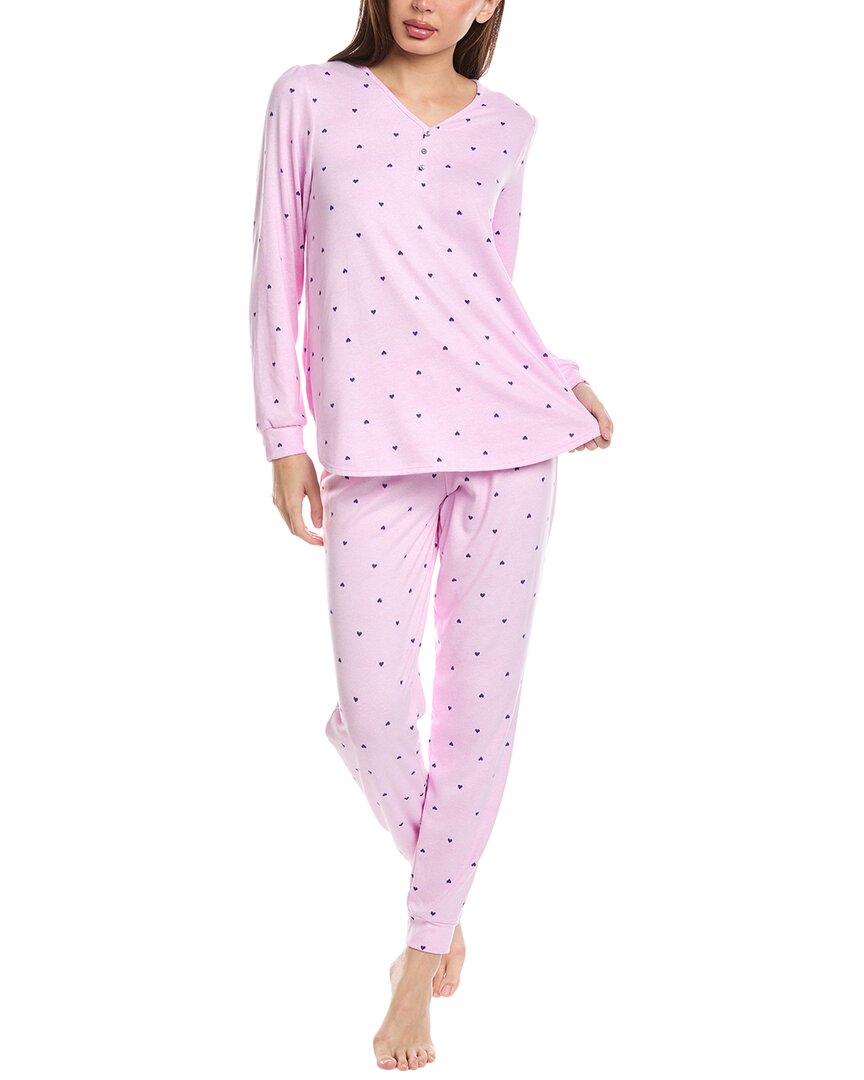 Ellen Tracy 2pc Brushed Top & Jogger Set In Pink