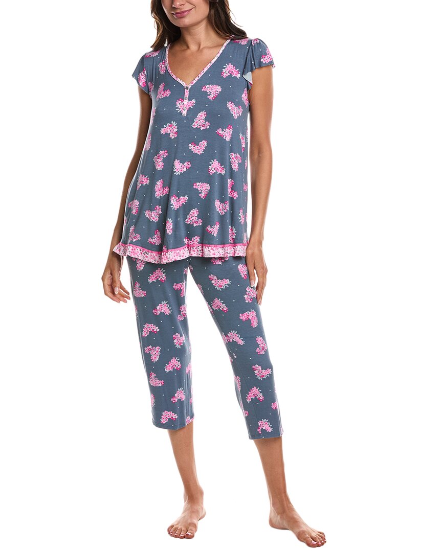 Ellen Tracy 2pc Top & Cropped Pant Sleep Set In Pink
