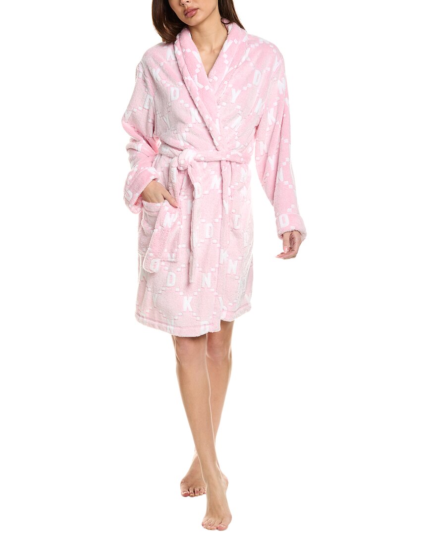 Shop Dkny Plush Robe In Pink