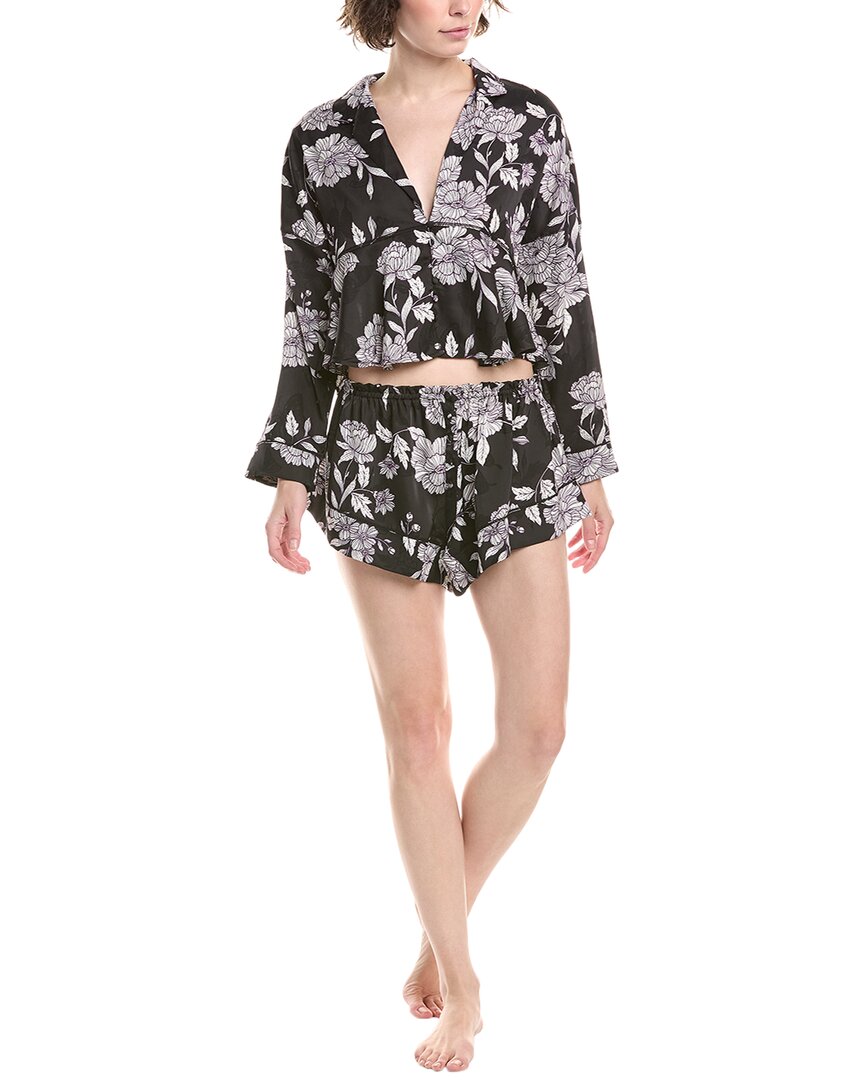 Free People Beauty Sleep Short Pajama Set In Black