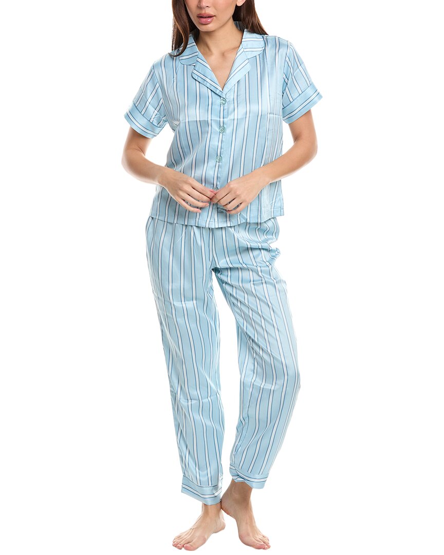 Flora By Flora Nikrooz 2pc Printed Stripe Pajama Set In Blue