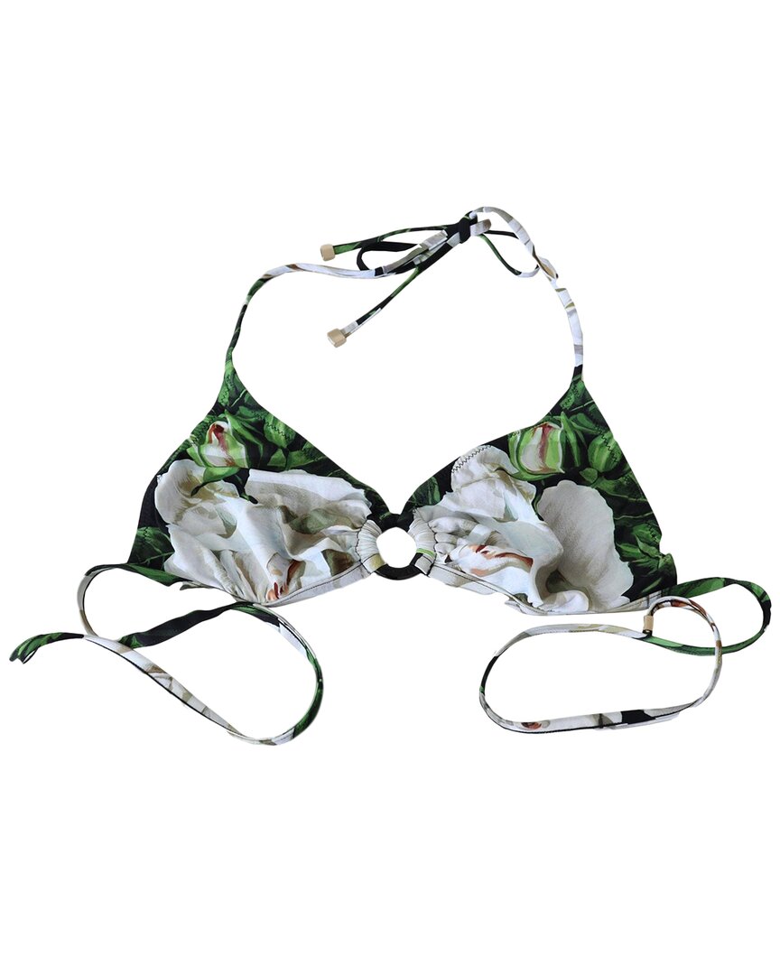 Dolce & Gabbana Multicolor Floral Print Halter Swimwear Bikini Top
