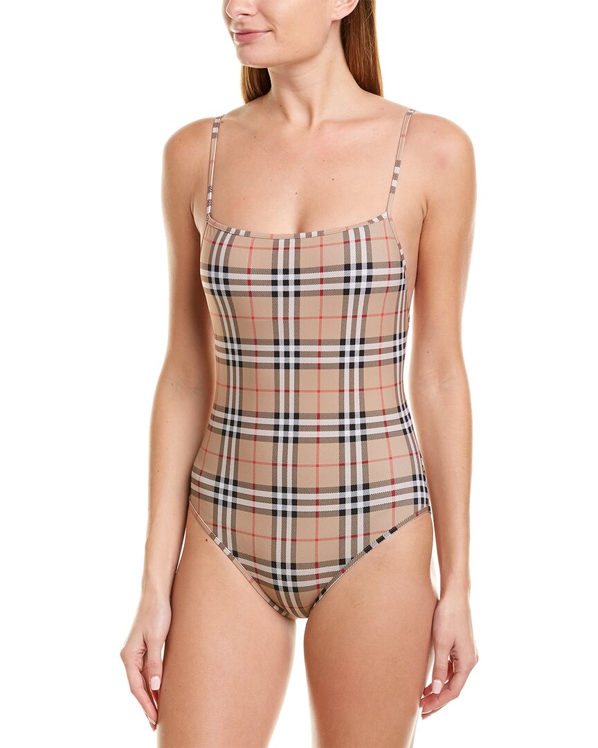Shop Burberry Vintage Check One-piece In Beige
