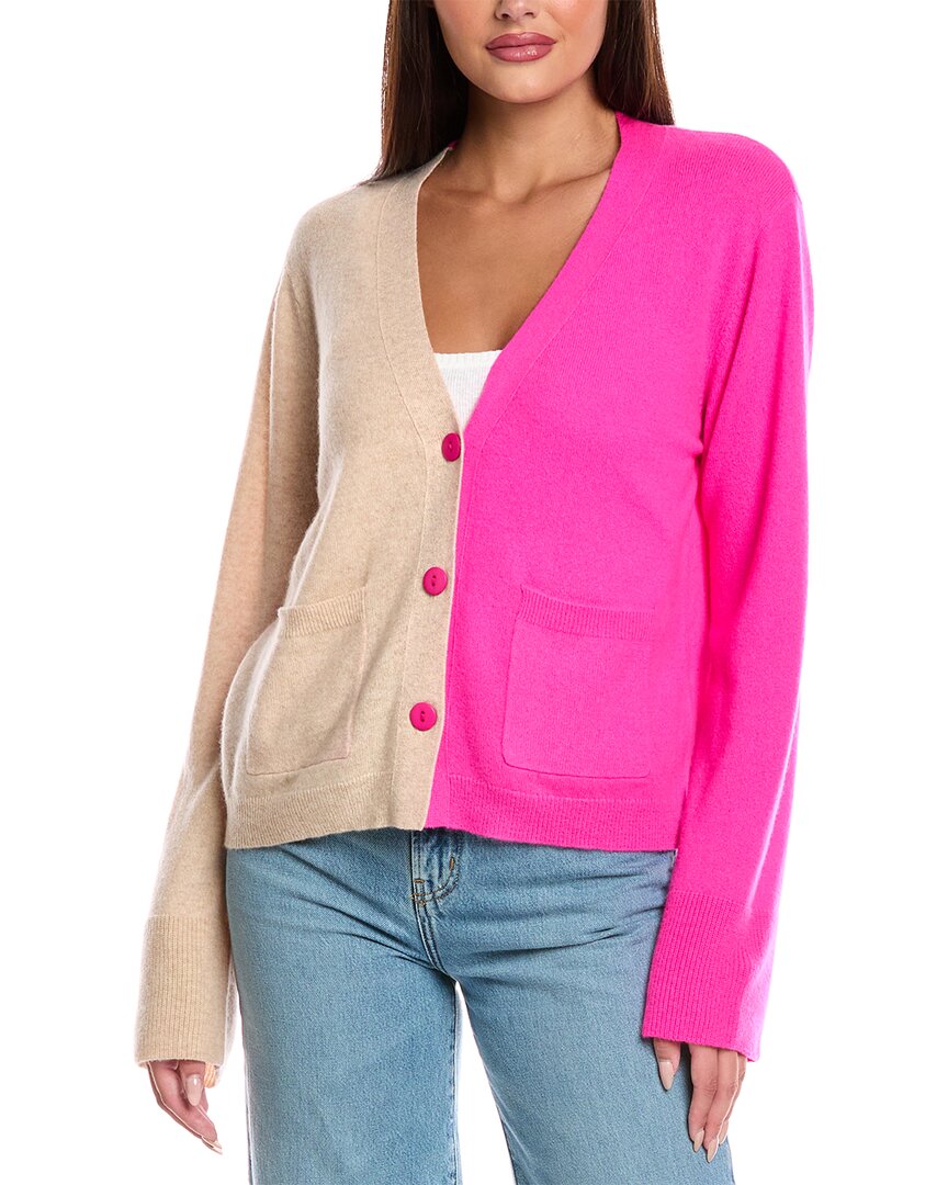 Brodie Cashmere Bella Half & Half Cashmere Cardigan In Brown