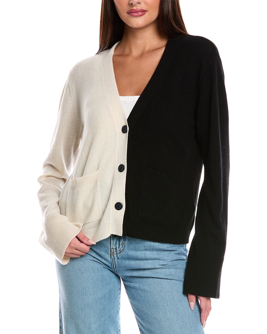 Brodie Cashmere Bella Half & Half Cashmere Cardigan In White
