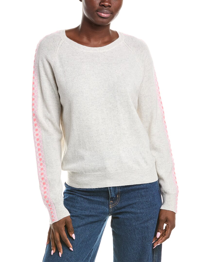 Brodie Cashmere Porcha Stripe Cashmere Sweater In White