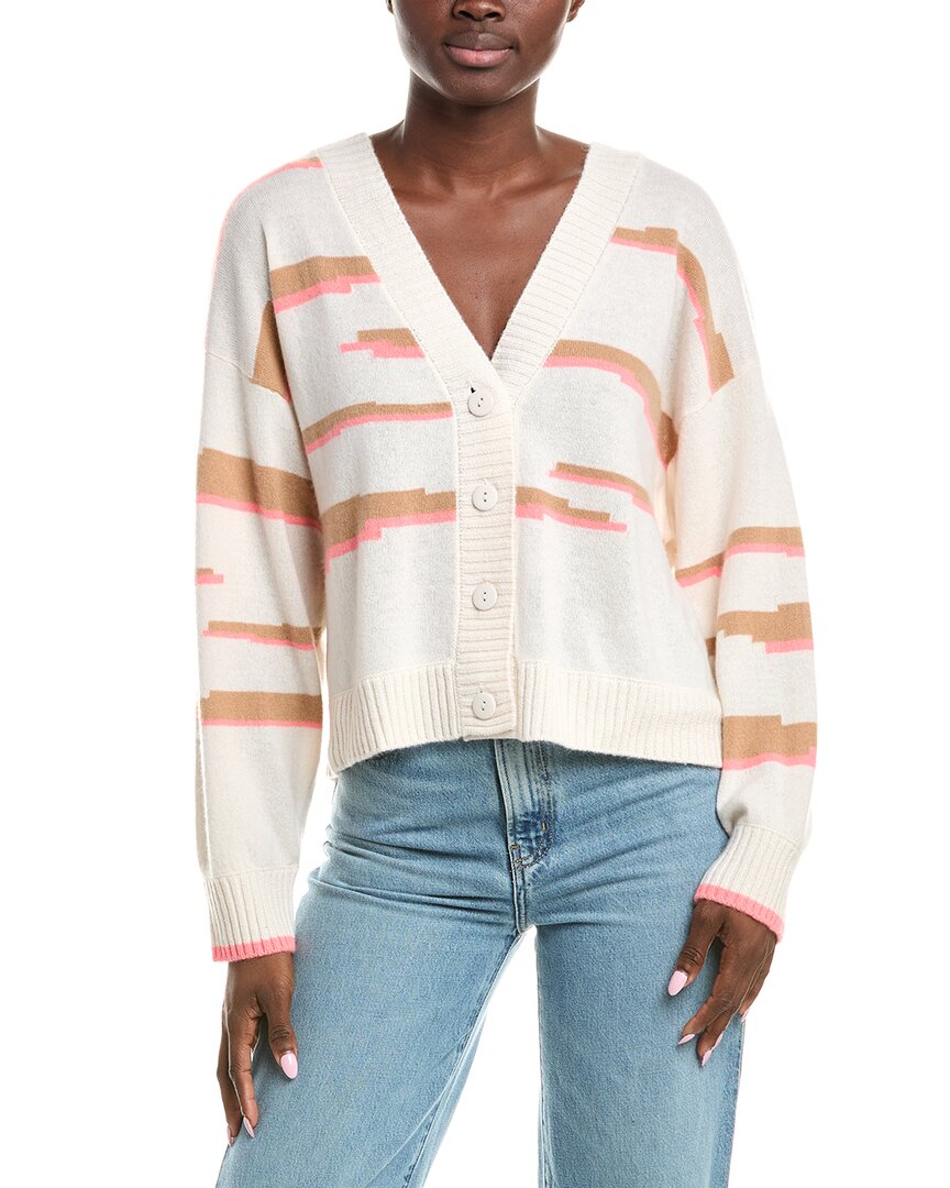 Brodie Cashmere Glitch Zebra Cashmere Cardigan In White