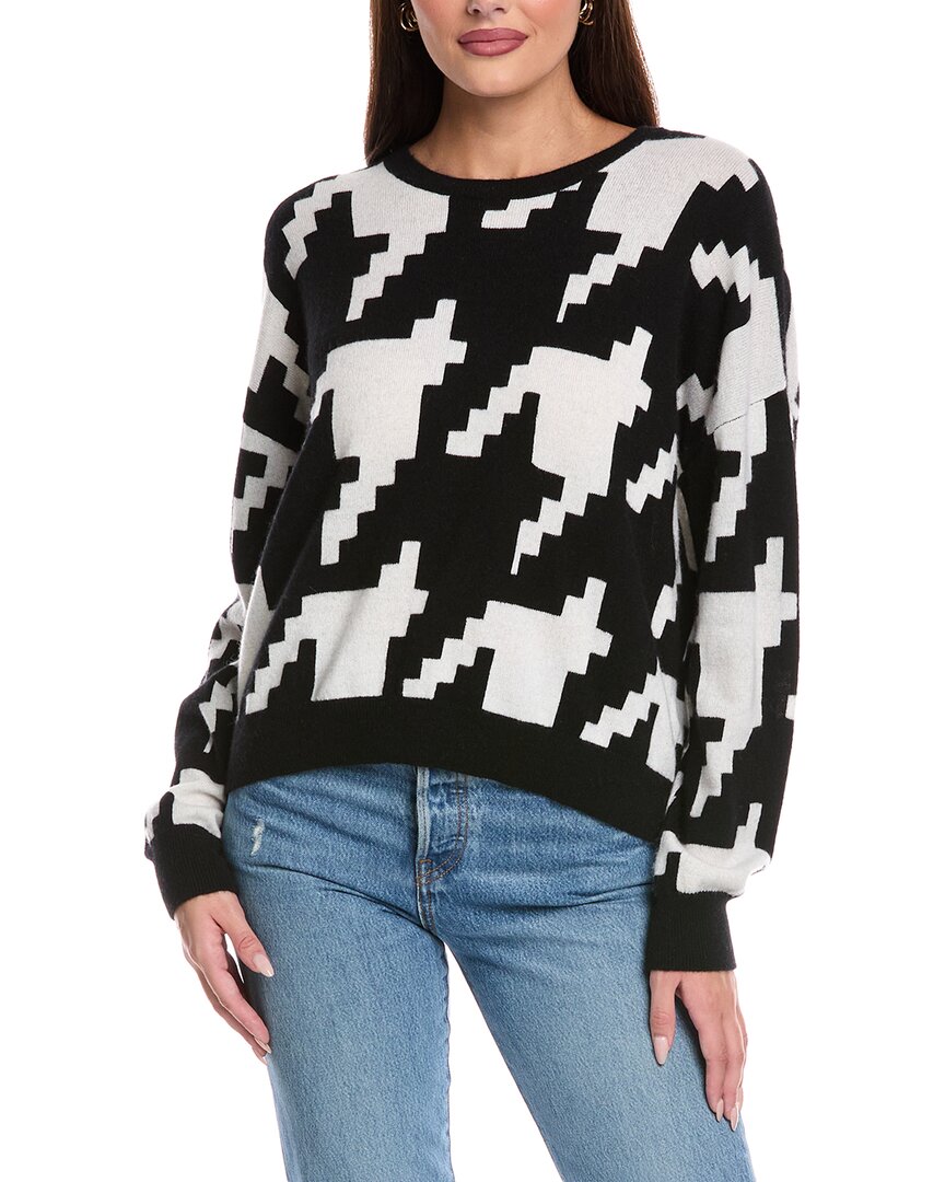 Brodie Cashmere Hayley Houndstooth Cashmere Sweater In Black