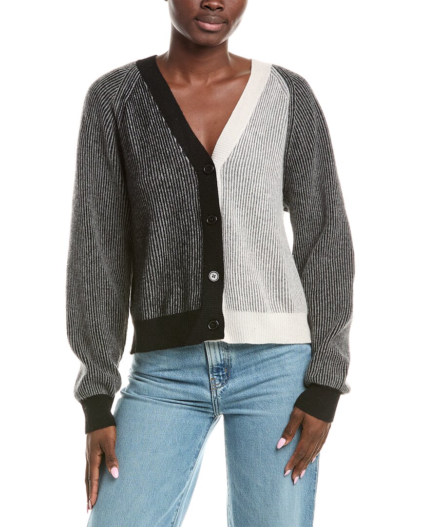 Brodie Cashmere Mila Geo Trim Cardigan In White