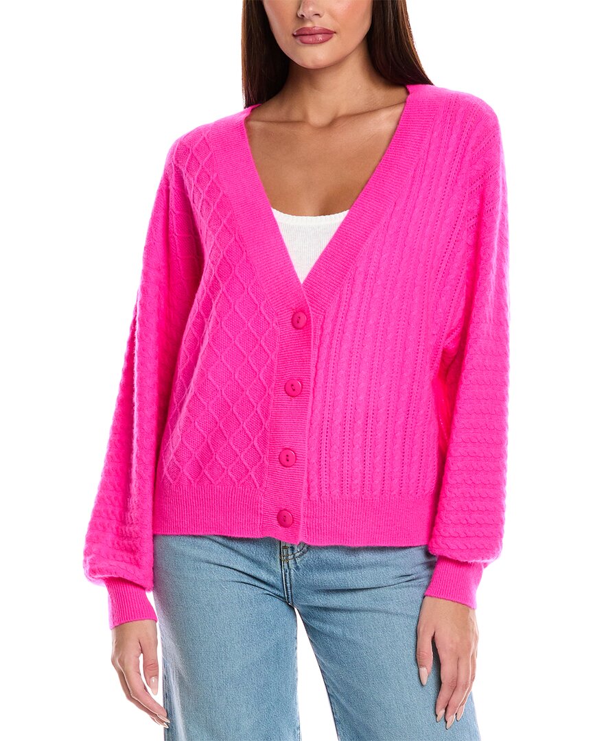 Brodie Cashmere Mix Cable Cashmere Cardigan In Pink