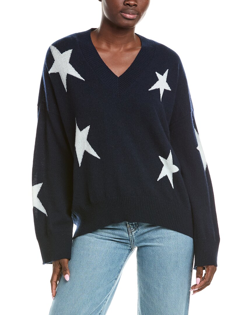 Brodie Cashmere Starlight V-neck Cashmere Sweater In Blue