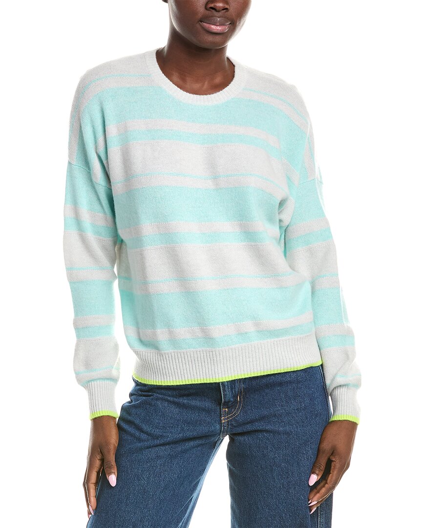 Brodie Cashmere Textured Stripe Cashmere Sweater In Gray