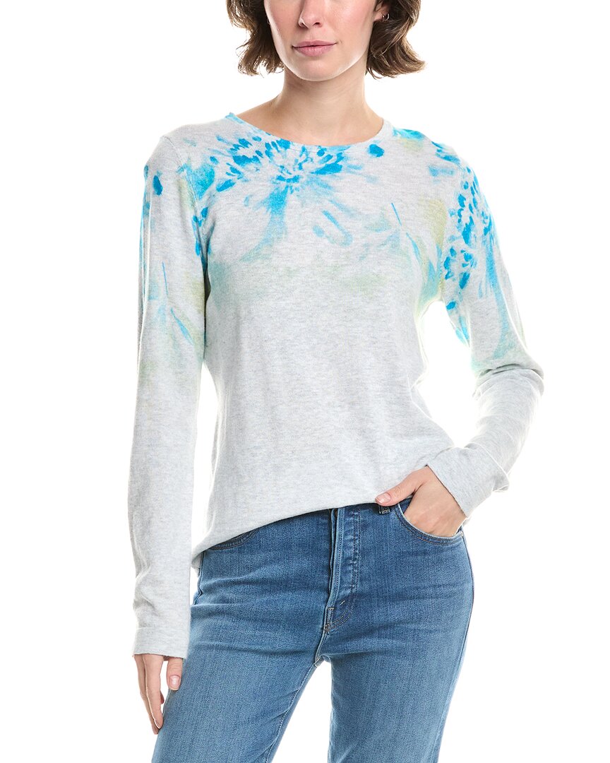 Forte Cashmere Island Floral Sweater In Blue