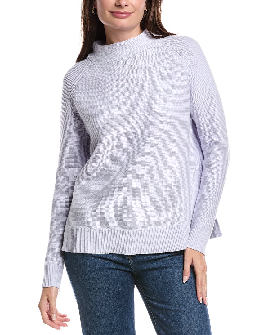 Forte Cashmere Garter Funnel Neck Sweater In Purple