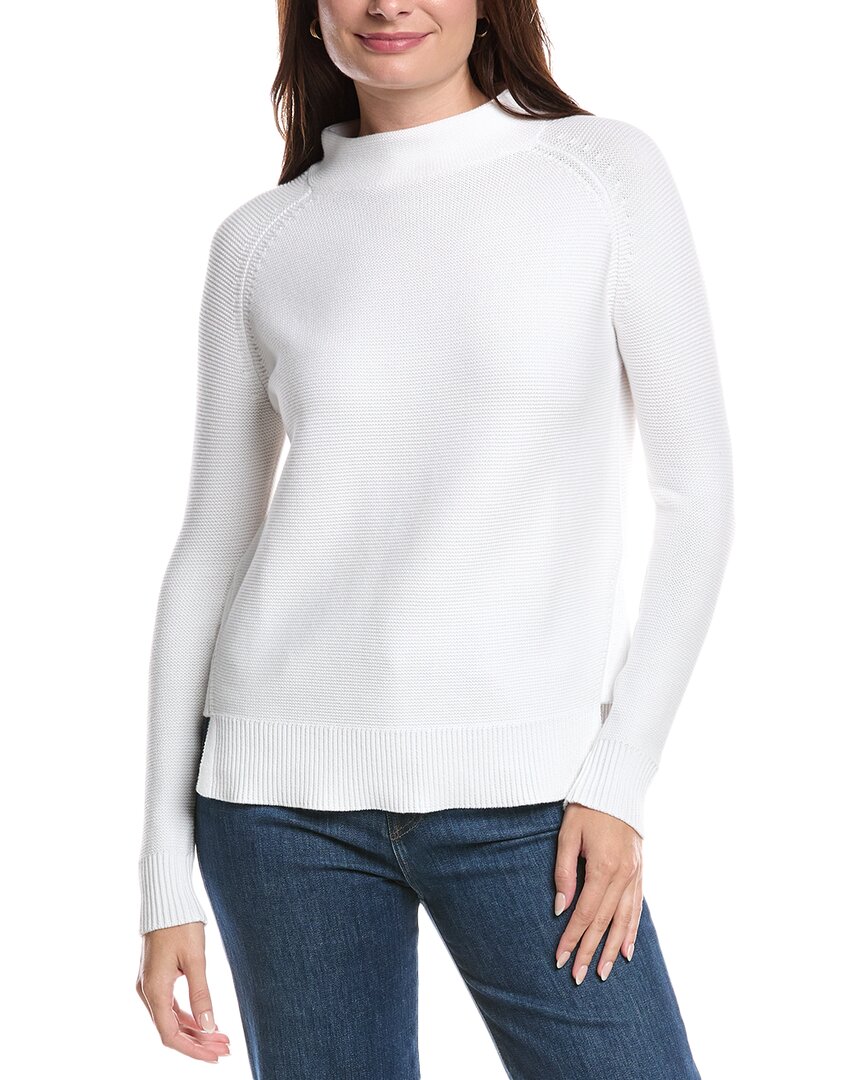 Forte Cashmere Garter Funnel Neck Sweater In White