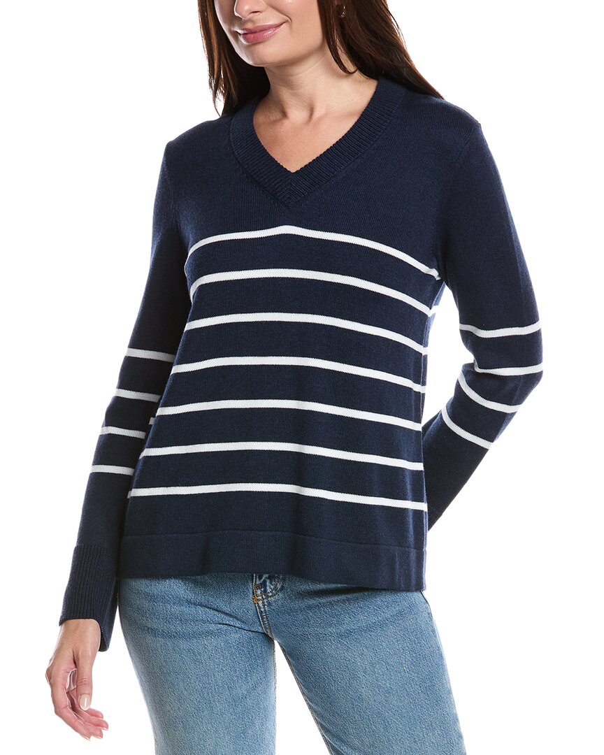 Forte Cashmere V-neck Sweater In Blue