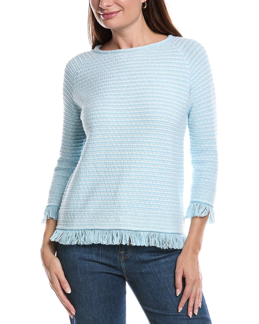 Forte Cashmere Textured Fringe Pullover In Black