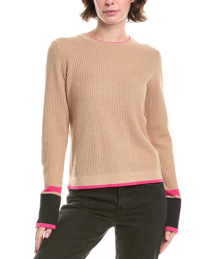 Forte Cashmere Rib Crewneck Sweater In Brown