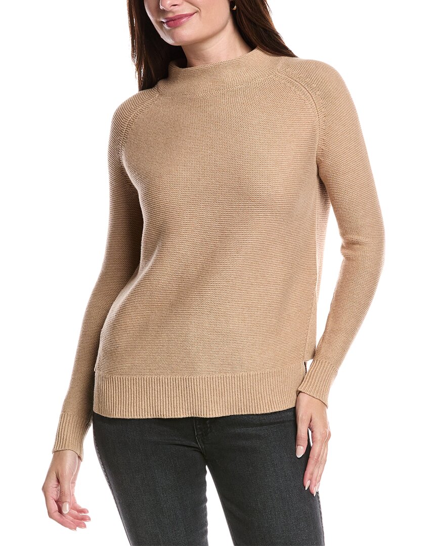 Forte Cashmere Garter Funnel Neck Sweater In Brown