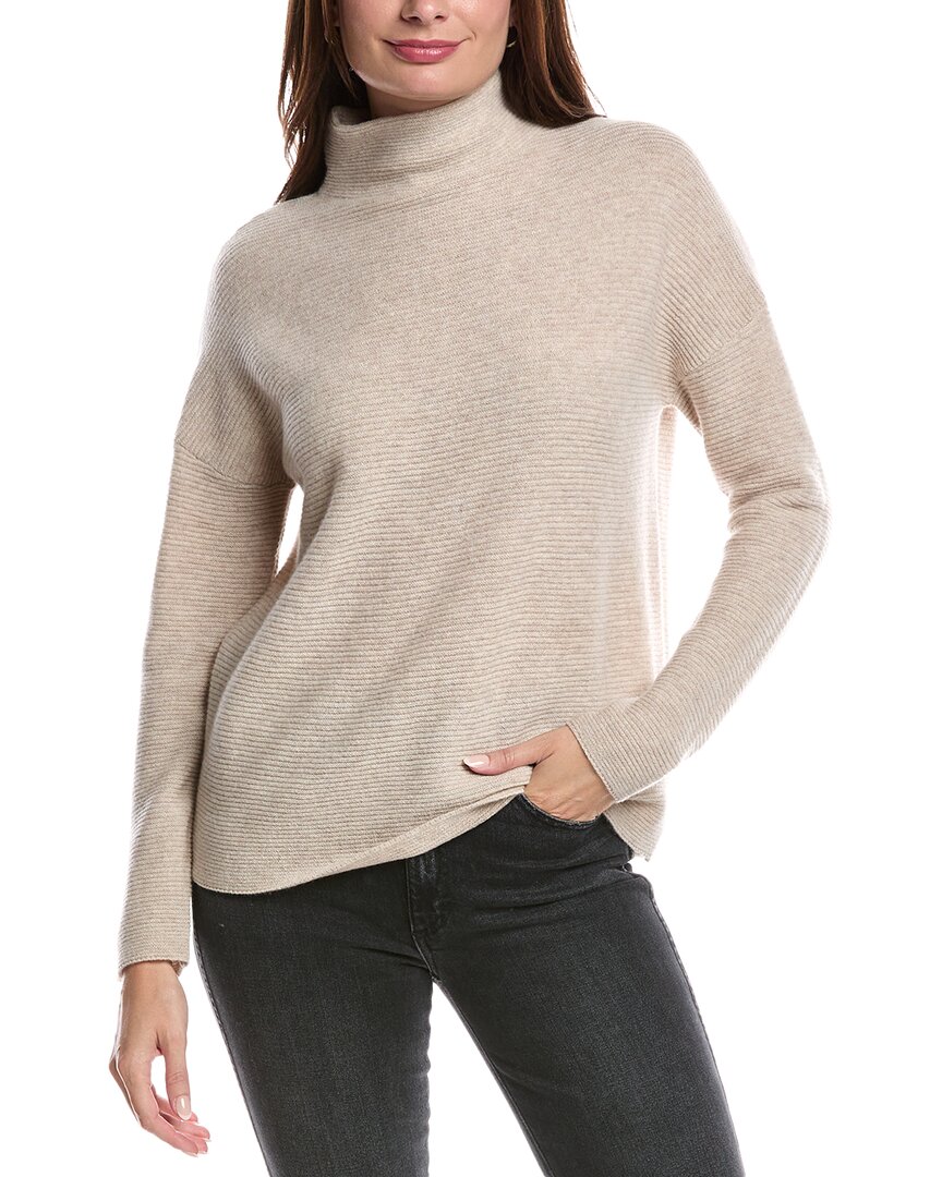 Forte Cashmere Textured Slouchy Funnel Neck Cashmere Sweater In Gray