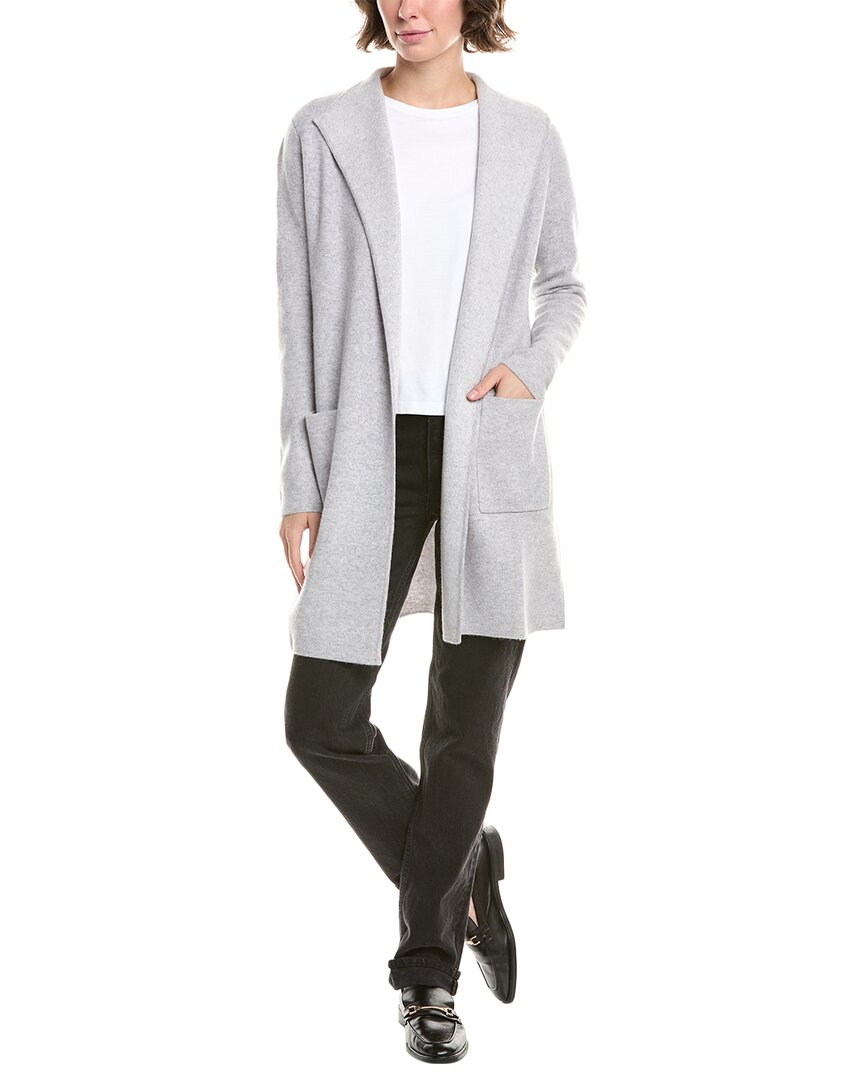 Forte Cashmere Doubleknit Cashmere Cardigan In Gray