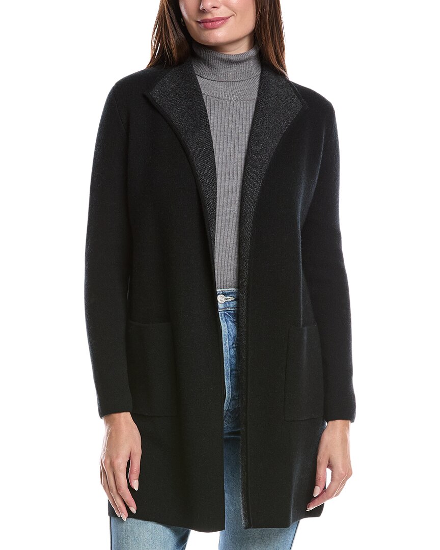 Forte Cashmere Doubleknit Cashmere Cardigan In Black