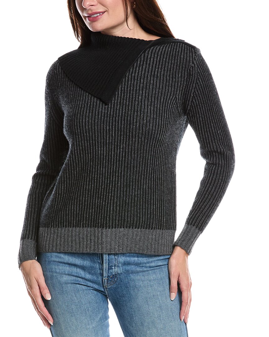 Forte Cashmere Plaited Zip Collar Turtleneck Cashmere Sweater In Multi