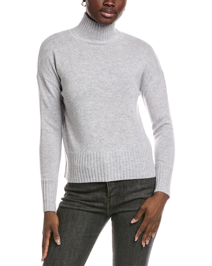 Forte Cashmere Chunky Trim Turtleneck Cashmere Sweater In Gray