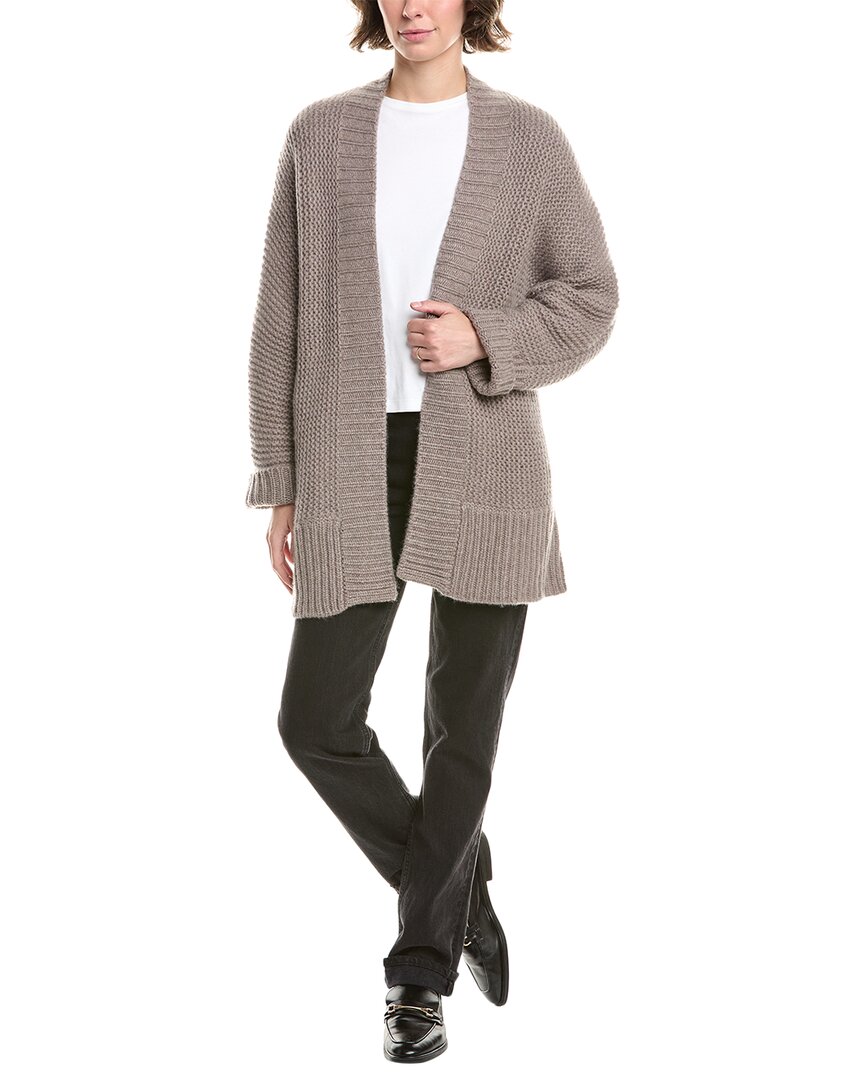 Forte Cashmere Luxe Garter Stitch Cashmere Cardigan In Gray