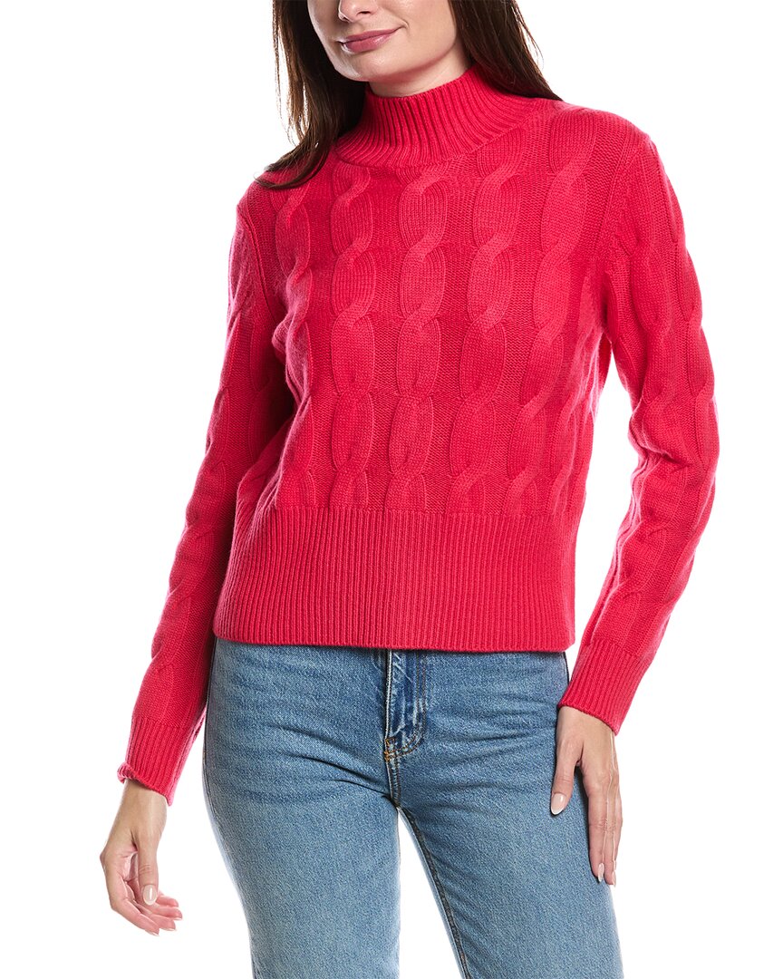 Forte Cashmere Cable Mock Neck Cashmere Sweater In Red