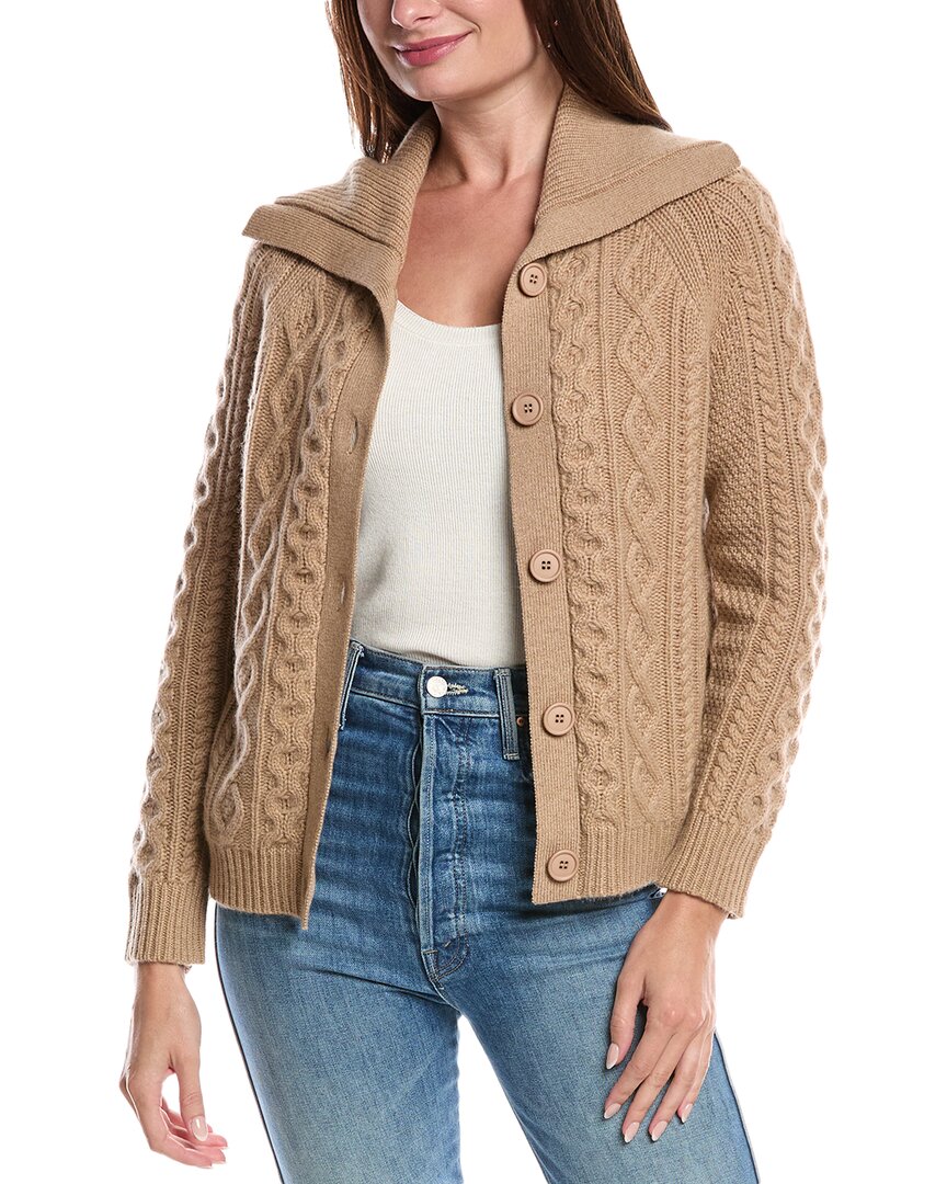 Forte Cashmere Luxe Cable Cashmere Cardigan In Neutral