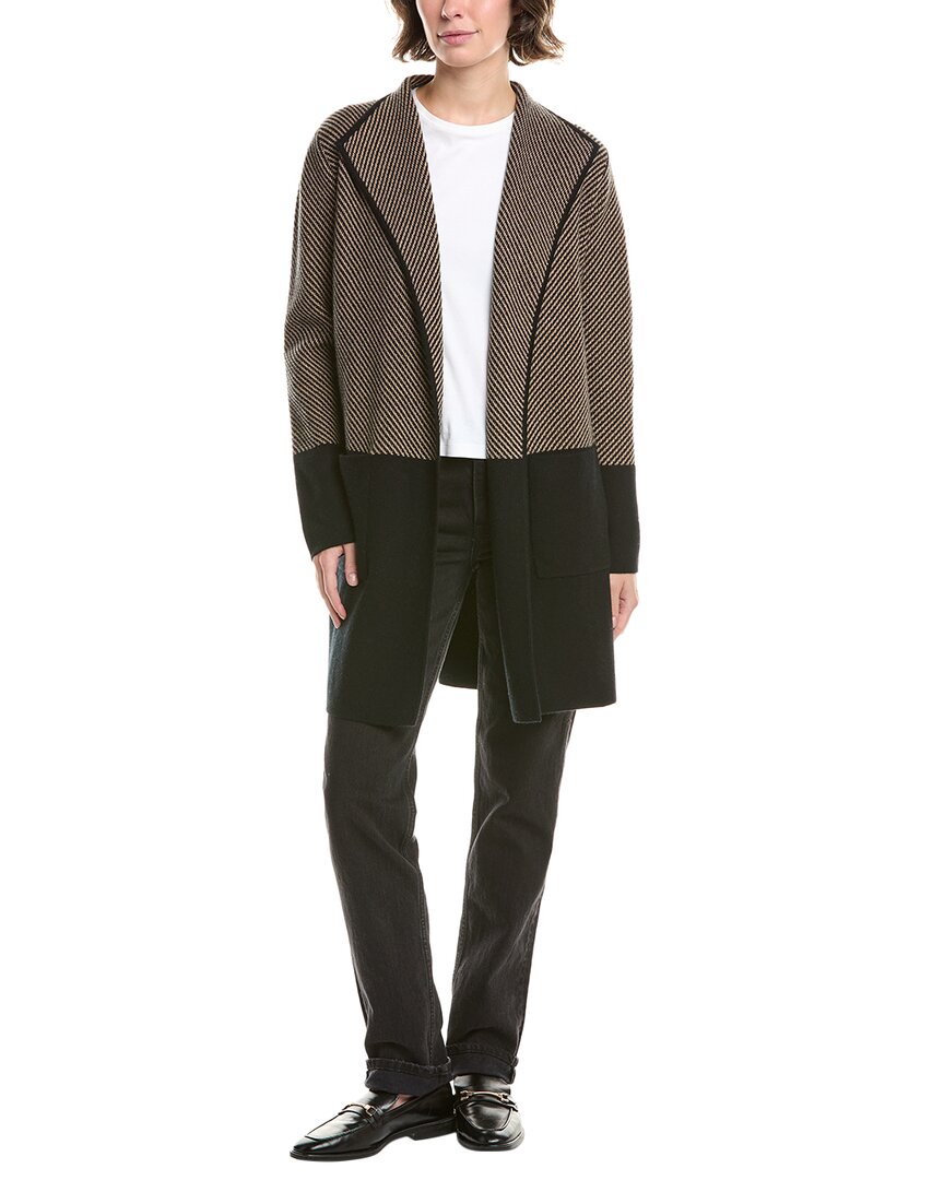 Forte Cashmere Doubleknit Jacquard Cashmere Cardigan In Black