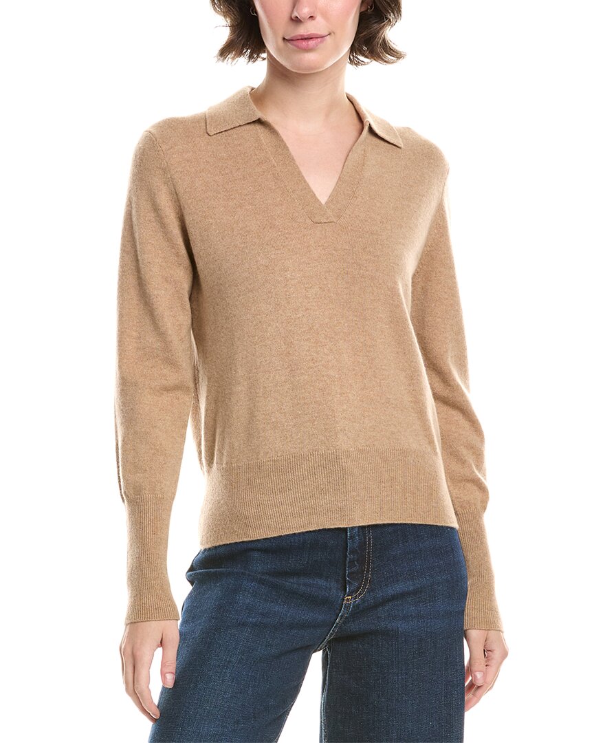 Forte Cashmere Fitted Cashmere Polo Sweater In Brown