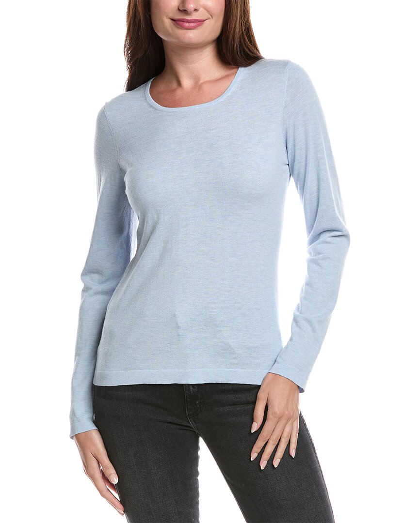 Forte Cashmere Crewneck Silk & Cashmere-blend Sweater In Blue