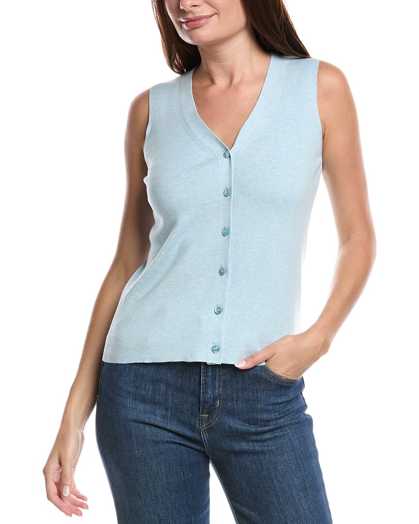 Forte Cashmere Button Silk & Cashmere-blend Sweater Vest In Blue