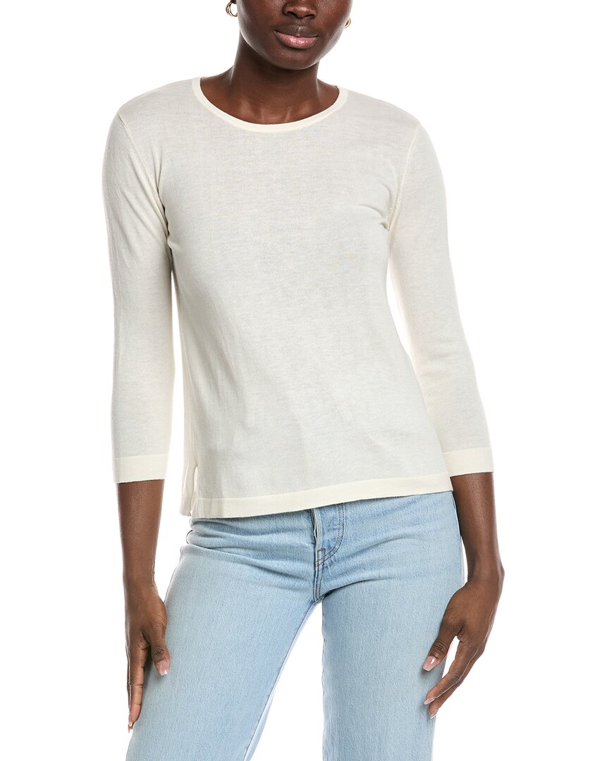 Forte Cashmere Coastal Silk & Cashmere-blend Sweater In White