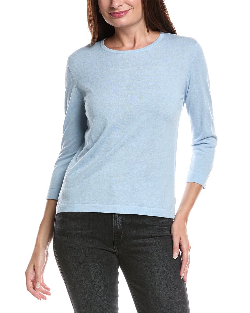 Forte Cashmere Crewneck Silk & Cashmere-blend Sweater In Blue