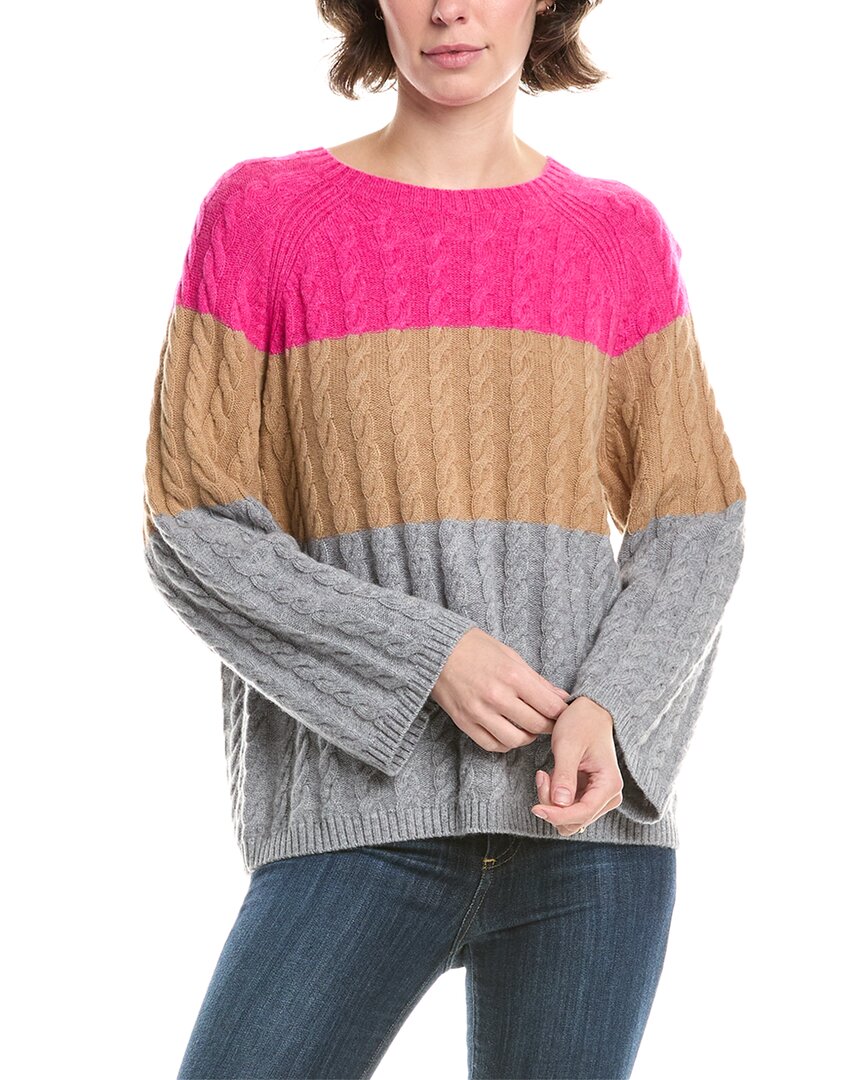 Forte Cashmere Cable Raglan Wool & Cashmere-blend Sweater In Pink