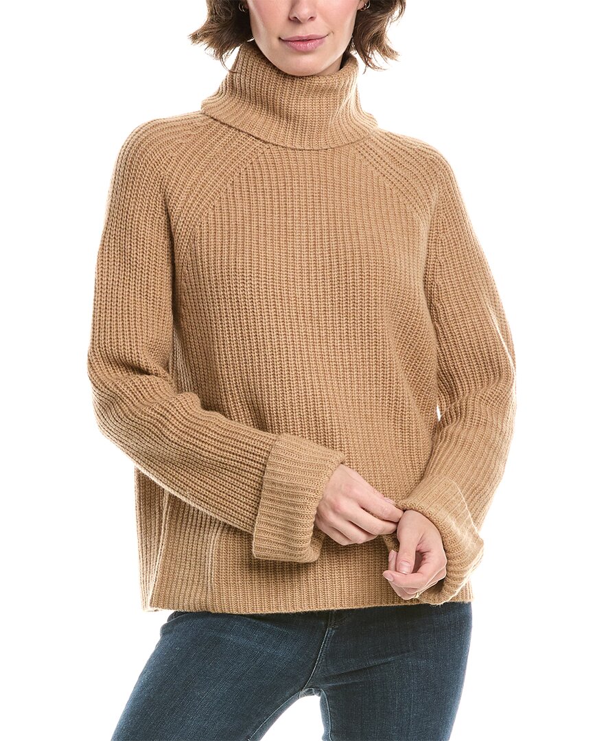 Forte Cashmere Luxe Rib Turtleneck Wool & Cashmere-blend Sweater In Neutral